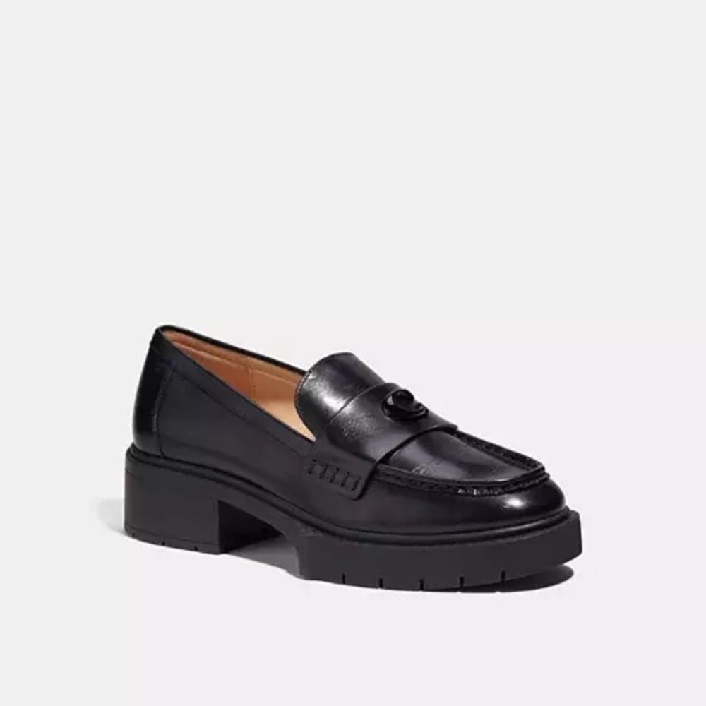 Coach Leah Loafer in Black Leather